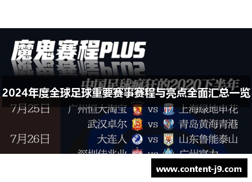 2024年度全球足球重要赛事赛程与亮点全面汇总一览 2024年度全球足球重要赛事赛程与亮点全面汇总一览